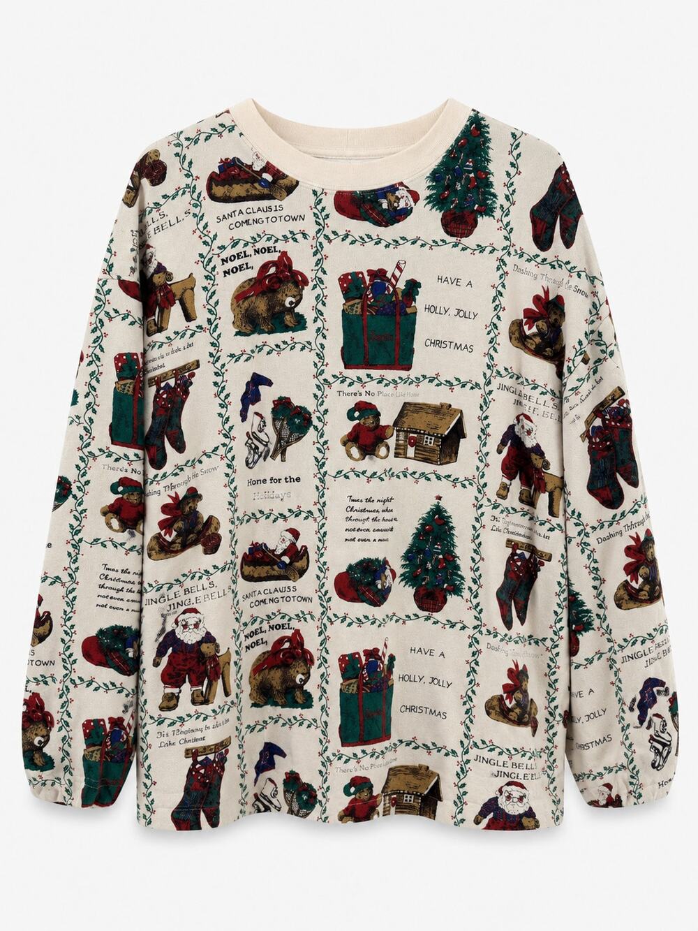Vintage Christmas Teddy Bear Santa Holiday Novelty Sweatshirt 80s 90s Womens XL